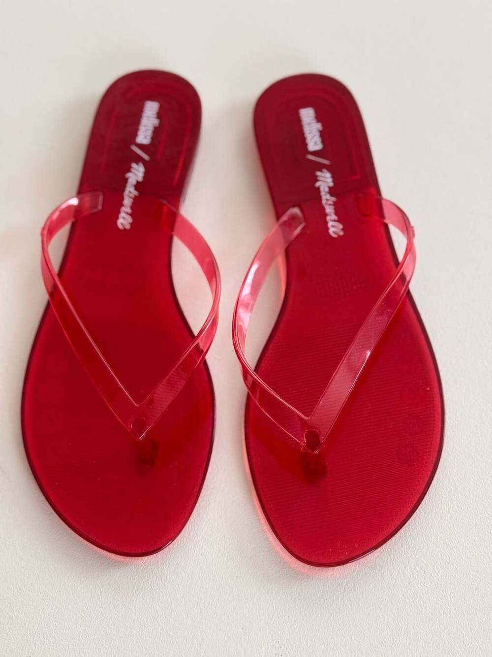 Madewell x Melissa Jelly Thong Sandals Cherry Red Size 8 NWOT